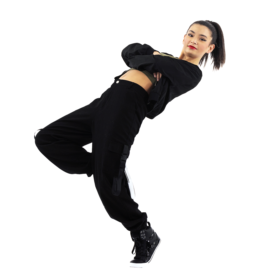 Teenage girl posing in hip hop dance.